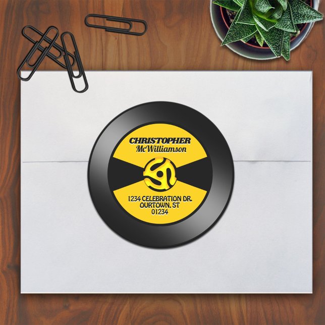 Vinyl 45 Record Label Personalised Address Sticker (Creator Uploaded)
