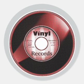 VINYL 45 RPM record, Red/White Classic Round Sticker