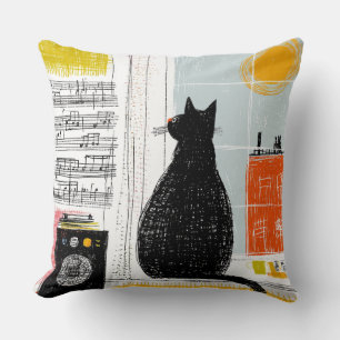 Vinyl Black Cat High Rise Live Set Cushion