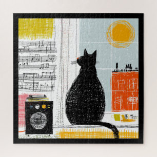 Vinyl Black Cat High Rise Live Set Jigsaw Puzzle