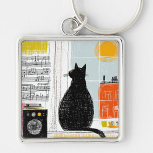 Vinyl Black Cat High Rise Live Set Key Ring