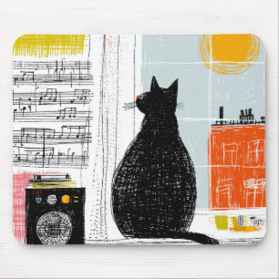 Vinyl Black Cat High Rise Live Set Mouse Pad