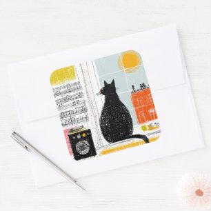 Vinyl Black Cat High Rise Live Set Square Sticker