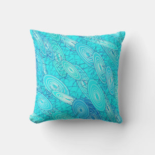 "Vinyl Blues" abstract - turquoise, blue, white Outdoor Cushion