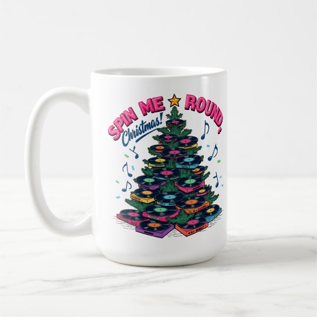 Vinyl Christmas Tree Music Lovers Coffee Mug (Left)