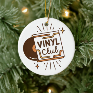 Vinyl club analogue music record aesthetic ceramic tree decoration