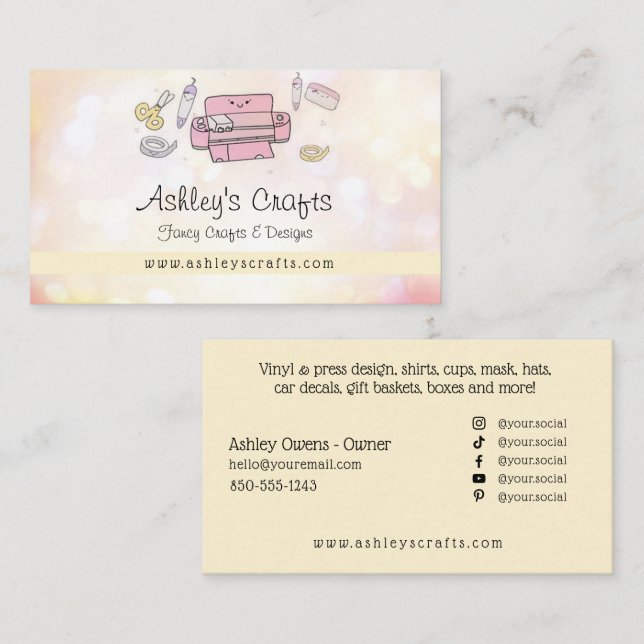 Vinyl Crafting and Design - Blush Pink  Business C Card (Front/Back)
