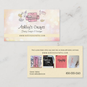 Vinyl Crafting and Design - Yellow Bokeh Glitter Business Card
