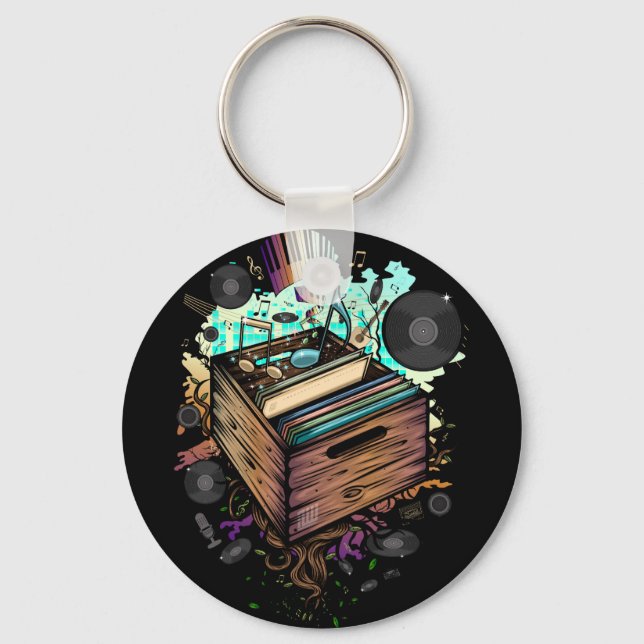 Vinyl Crate Music Key Ring (Front)