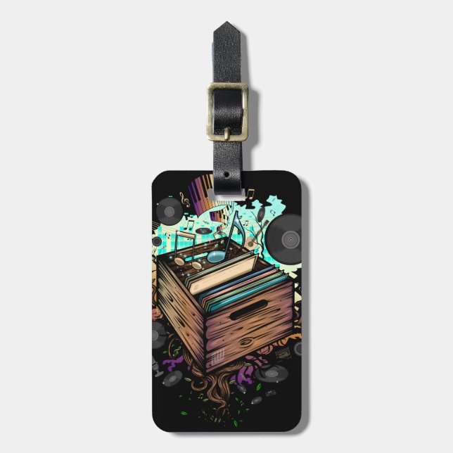 Vinyl Crate Music Luggage Tag (Front Vertical)