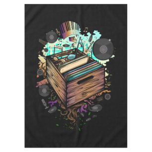 Vinyl Crate Music Tablecloth