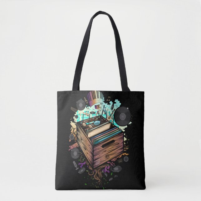 Vinyl Crate Music Tote Bag (Front)