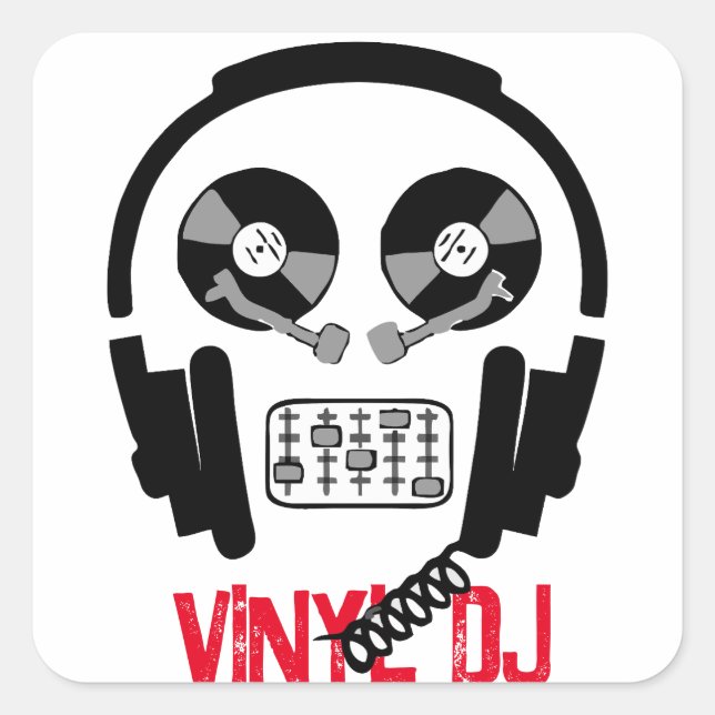 Vinyl DJ Square Sticker (Front)
