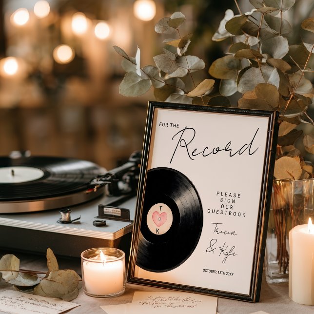 Vinyl for the record Wedding Guestbook sign (Vinyl for the record Wedding Guestbook sign poster)