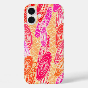 "Vinyl Jazz" abstract - orange, fuchsia, pink iPhone 16 Plus Case