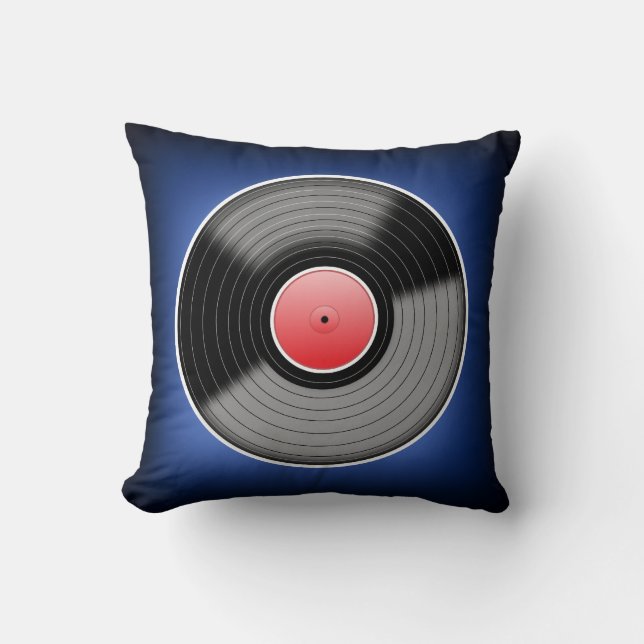 Vinyl Junkie Blue Fade Square Throw Pillow (Front)