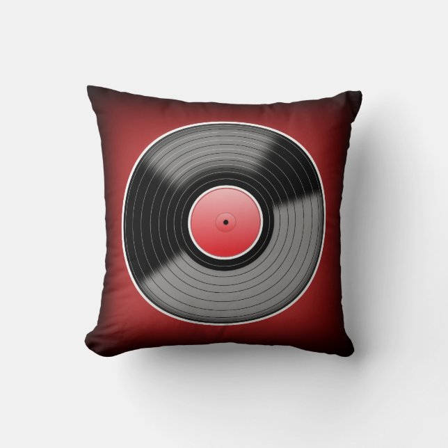 Vinyl Junkie Red Fade Square Throw Pillow (Front)
