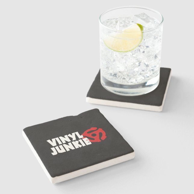 Vinyl Junkie Stone Coaster (Side)