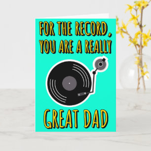 Vinyl Lover Record Funny Blue Birthday Fathers Day Card