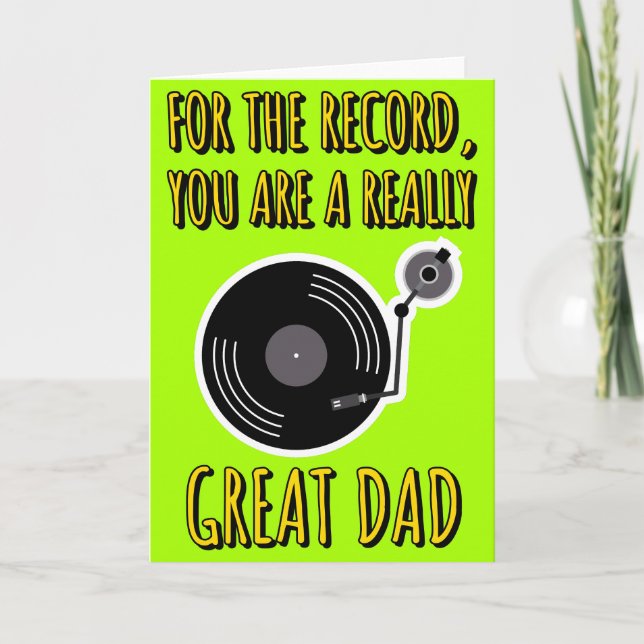 Vinyl Lover Record Green Father's Day Card (Front)