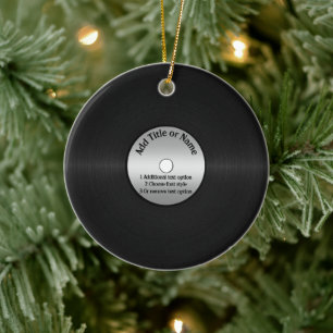 Vinyl LP Record Background Ceramic Tree Decoration