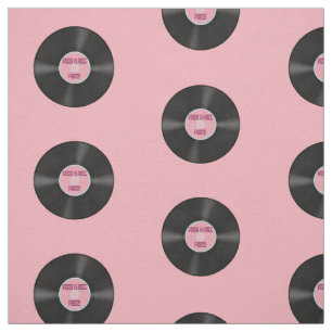 Vinyl LP Record on Pink Pattern Fabric