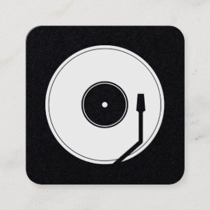 Vinyl play shape retro vintage square business card