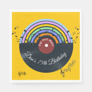 Vinyl Record Album Music Notes Rainbow  Napkin
