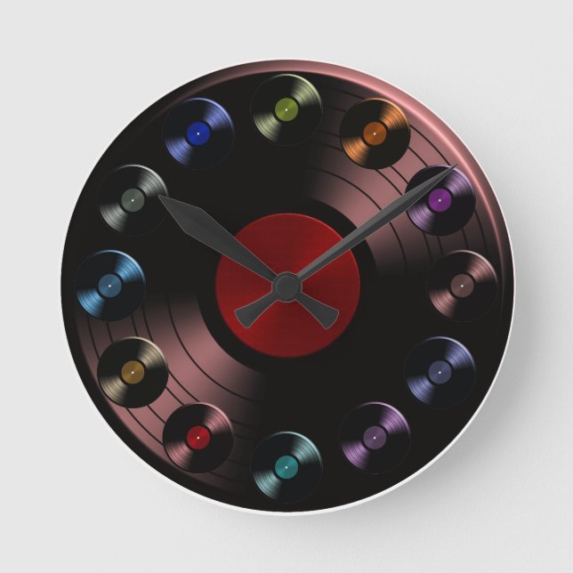 Vinyl Record Album Retro LP Boho Round Clock (Front)