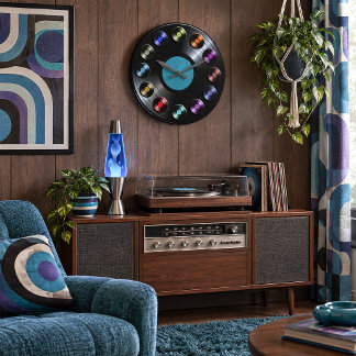 Vinyl Record Album Retro LP Boho Round Clock