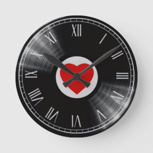 Vinyl record and music elements Watch Round Clock