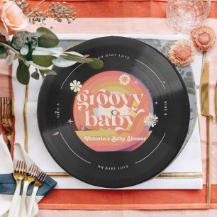 Vinyl Record Baby Shower Paper Plate
