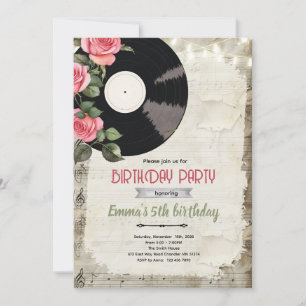 Vinyl Record Birthday Invitation