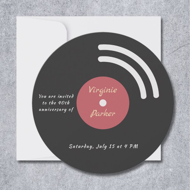 Vinyl Record Birthday Invitation (Vinyl Record Birthday Invitation)