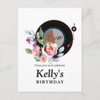 vinyl record birthday Invitation Postcard
