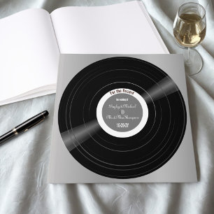 Vinyl Record Black and White Wedding Guest Book