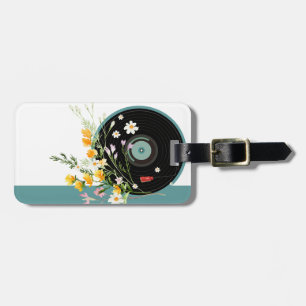 Vinyl Record, floral, Oldies Rustic, women music Luggage Tag