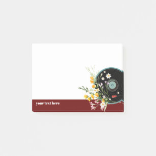 Vinyl Record, floral, Oldies Rustic, women music Post-it Notes