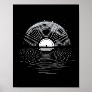 Vinyl Record Full Moon Retro Vintage Vinyl Record  Poster