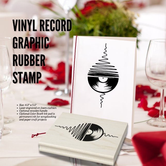 Vinyl Record Graphic Rubber Craft Stamp (Vinyl Record Graphic Rubber Craft Stamp Birthday Depot Detroit Michigan)