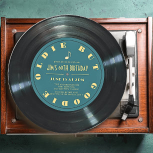 Vinyl Record Green 60th Birthday Invitation