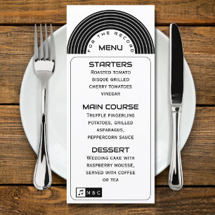 Vinyl Record Musical Wedding Black and White Menu