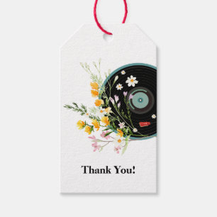 Vinyl Record,  Oldies Rustic music, flowers, adult Gift Tags