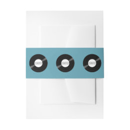 Vinyl Record Pattern with Monogram Editable Colour Invitation Belly Band