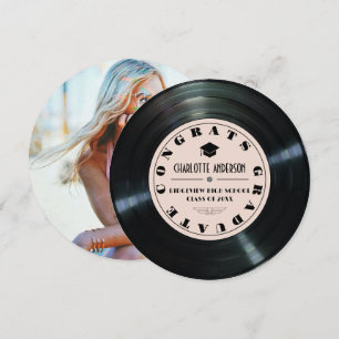Vinyl Record Pink Graduation Announcement