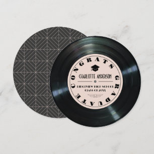 Vinyl Record Pink Graduation Announcement