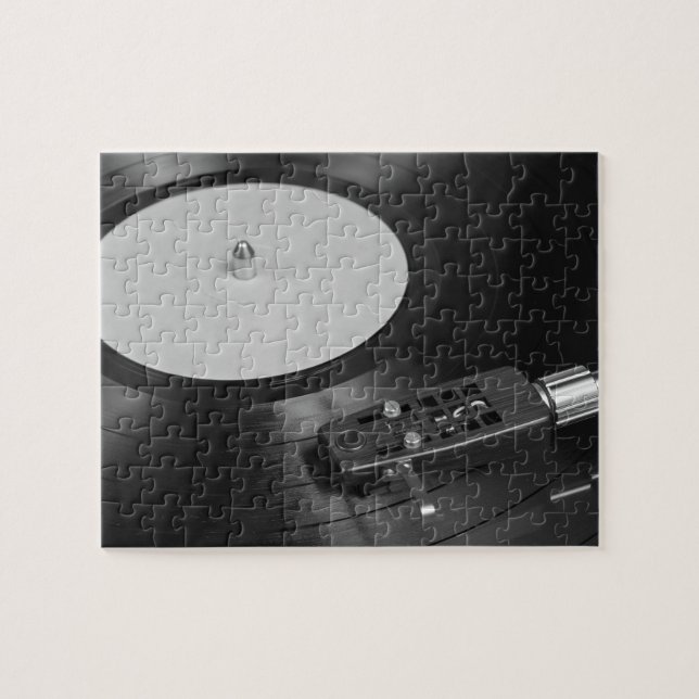 Vinyl Record Playing on a Turntable Overview Jigsaw Puzzle (Horizontal)