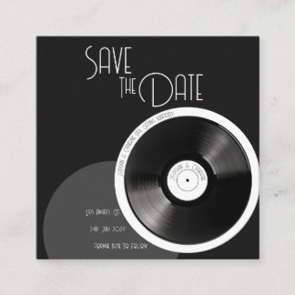 Vinyl Record Retro 70s Black and White Minimal Enclosure Card