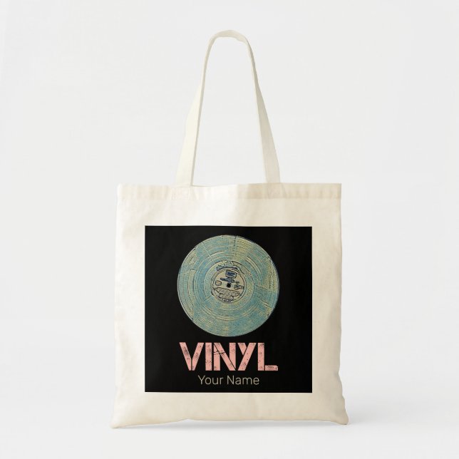 Vinyl Record Retro Disco Vintage Music Design Tote Bag (Front)