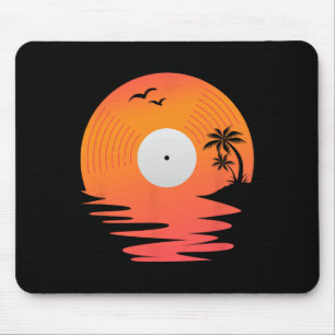 Vinyl Record Retro Disk Sea Beach Turntables Desig Mouse Pad